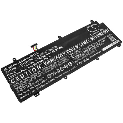 15.4V, 3050mAh, Li-Polymer Battery fits Asus, Gx531, Gx531gm, 46.97Wh