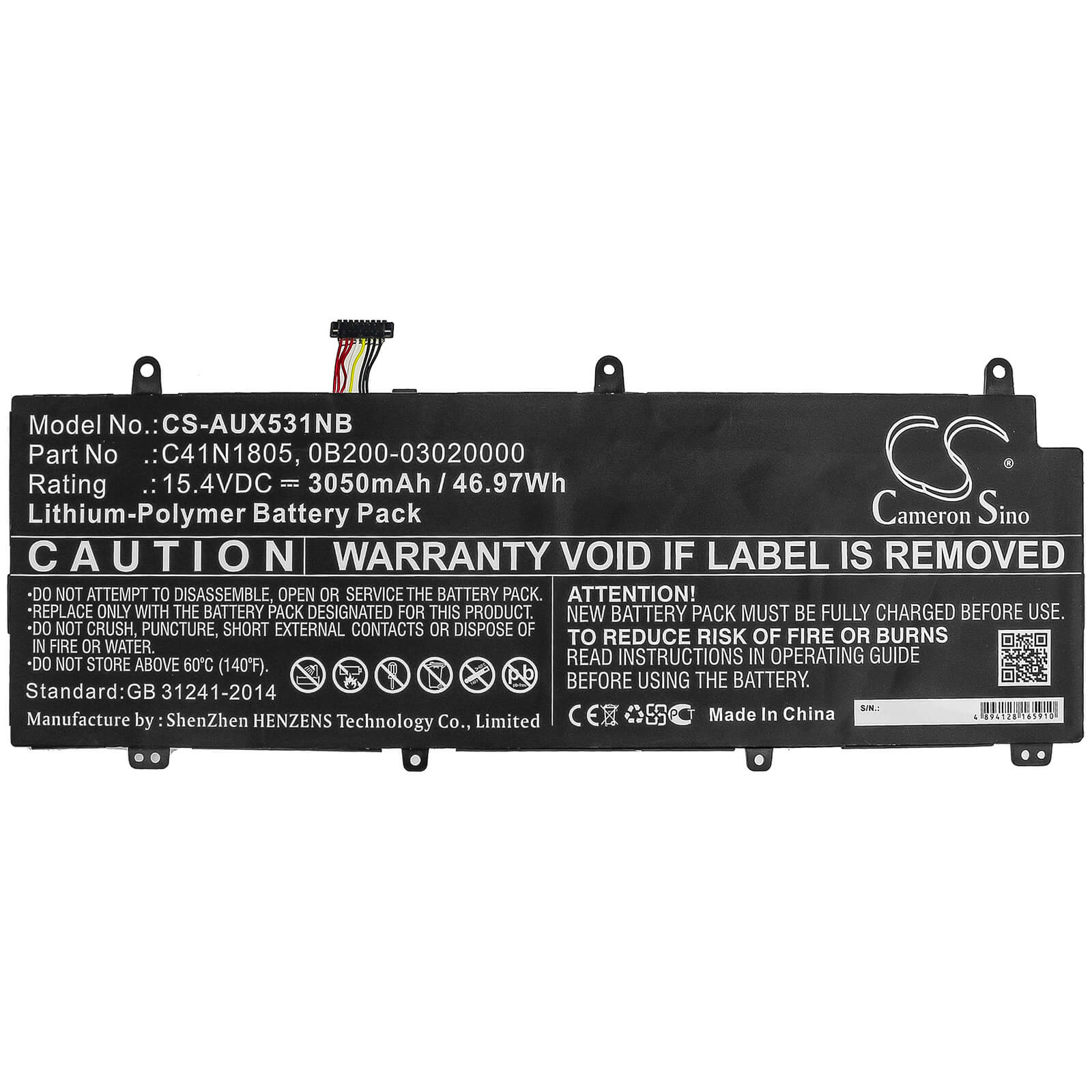 15.4V, 3050mAh, Li-Polymer Battery fits Asus, Gx531, Gx531gm, 46.97Wh