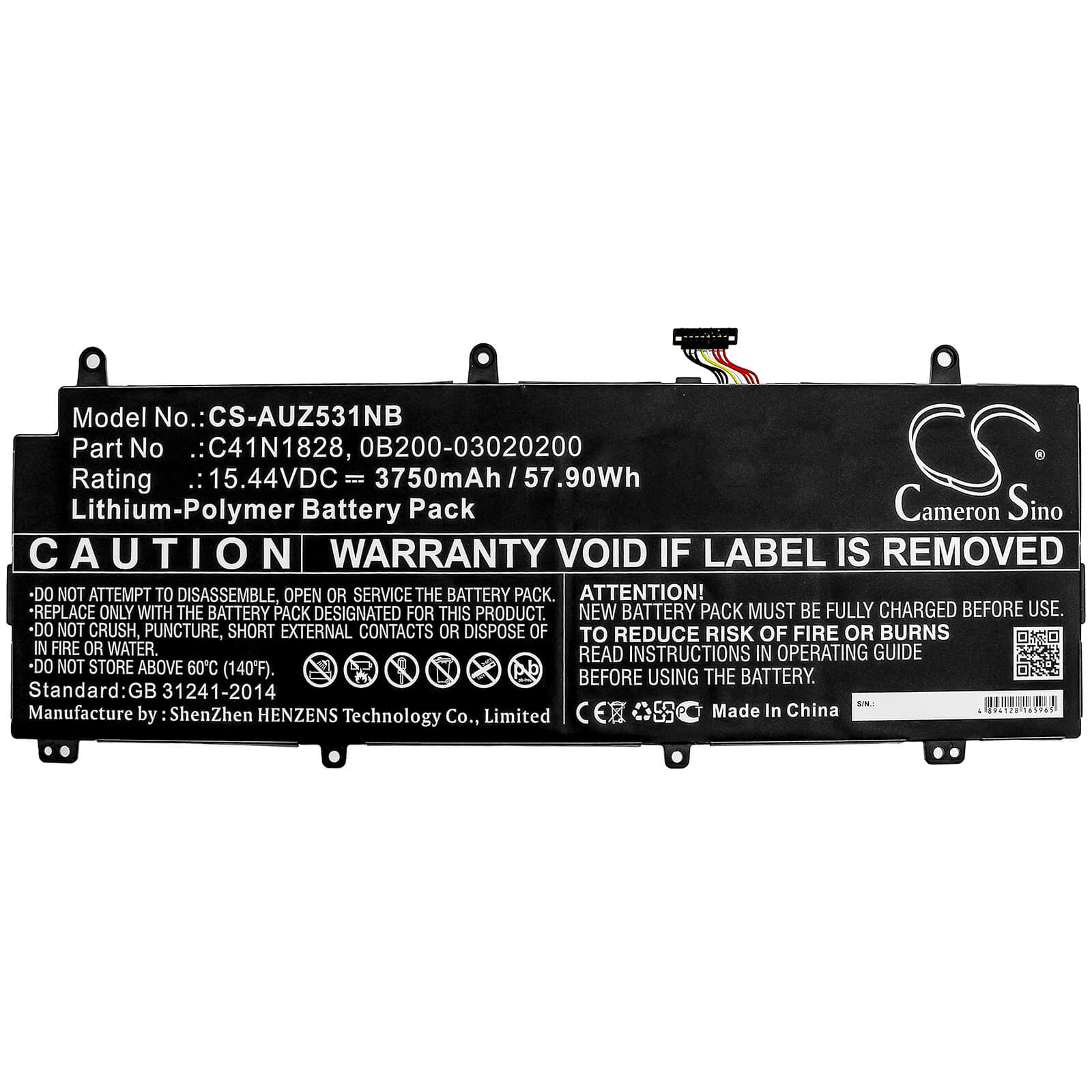 15.44V, 3750mAh, Li-Polymer Battery fits Asus, Gx531gv, Gx531gw, 57.9Wh