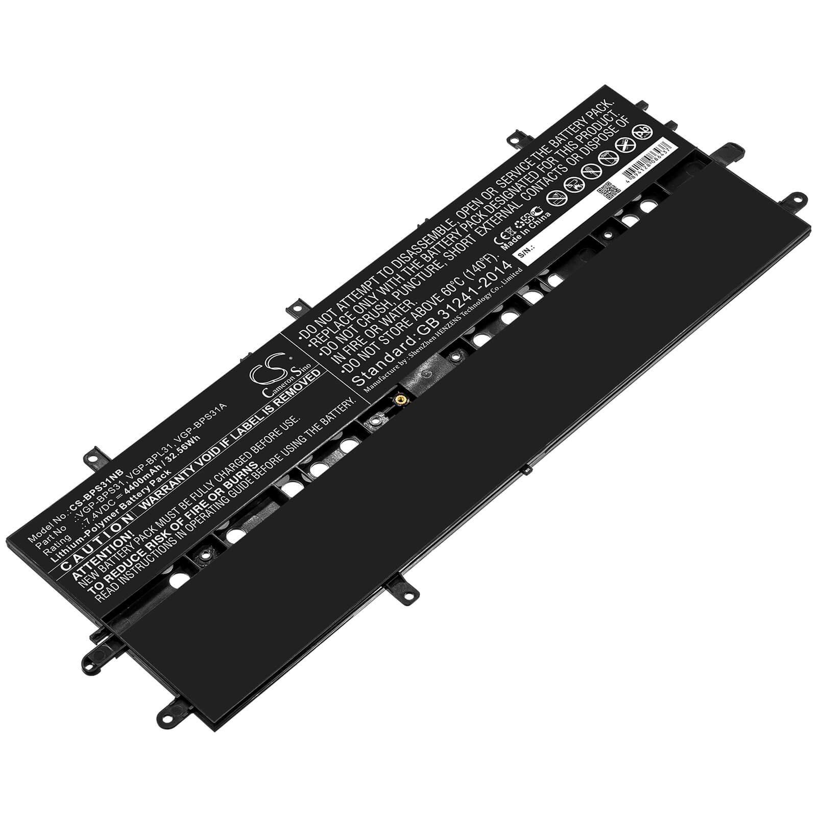7.4V, 4400mAh, Li-Polymer Battery fits Sony, Svd11213cx, Svd11213cxb, 32.56Wh