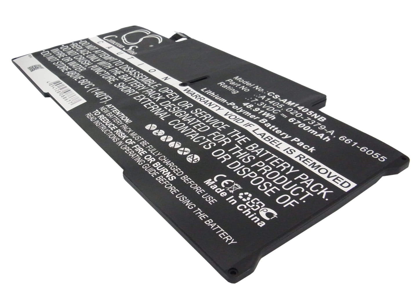 7.3V, 6700mAh, Li-Polymer Battery fits Apple, A1466, Macbook Air "core I5" 1.6 13", 48.91Wh