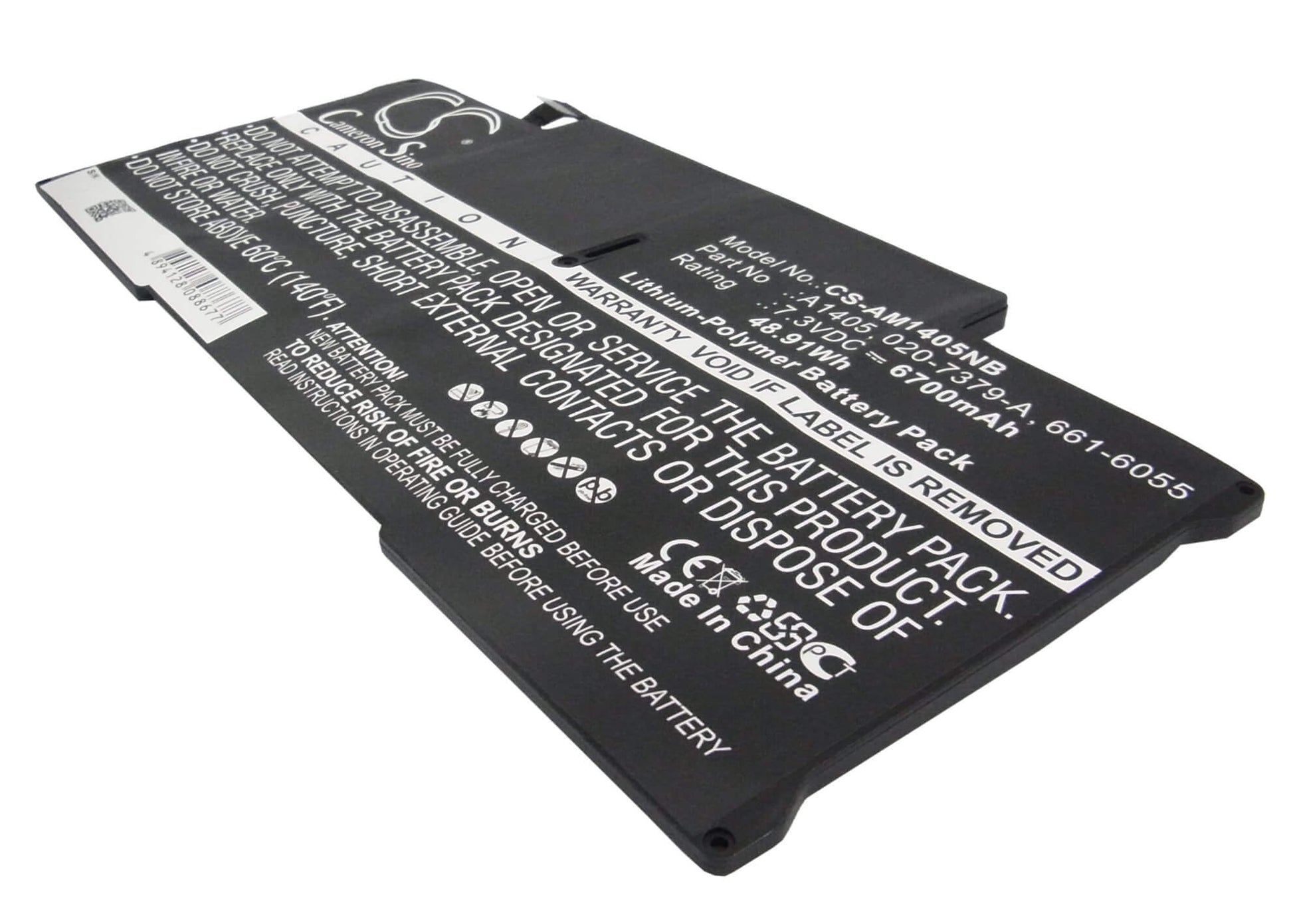 7.3V, 6700mAh, Li-Polymer Battery fits Apple, A1466, Macbook Air "core I5" 1.6 13", 48.91Wh