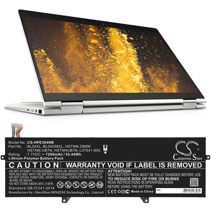 7.7V, 7200mAh, Li-Polymer Battery fits Hp, Elitebook X360 1040 G5, Elitebook X360 1040 G5(3sh43av, 55.44Wh