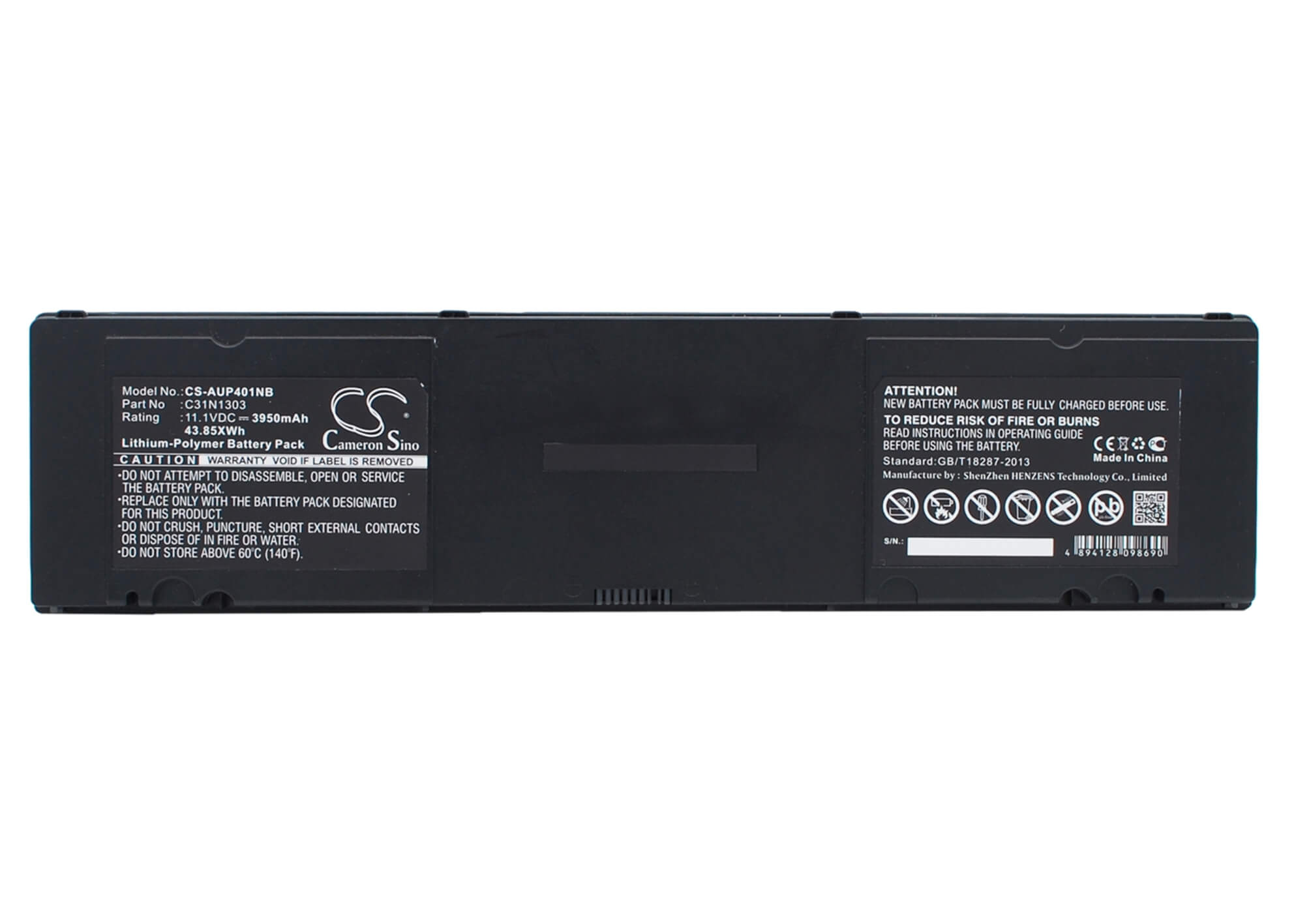 11.1V, 3950mAh, Li-Polymer Battery fits Asus, Asuspro Essential Pu401la, Asuspro Pu401, 43.845Wh