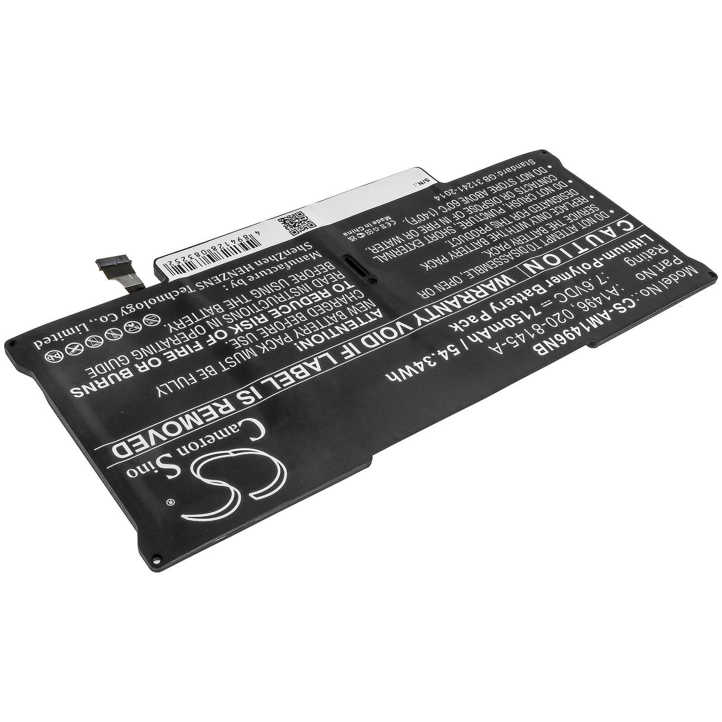 7.6V, 7150mAh, Li-Polymer Battery fits Apple, Macbook Air 13" A1466, Macbook Air 13" A1466 2012, 54.34Wh