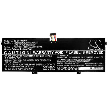 7.68V, 7600mAh, Li-Polymer Battery fits Lenovo, Yoga 7 Pro, Yoga 7 Pro-13ikb, 58.368Wh