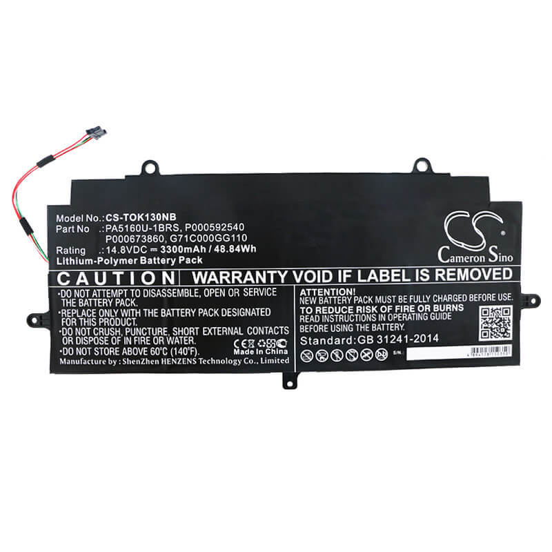 14.8V, 3300mAh, Li-Polymer Battery fits Toshiba, Kira 13 Kirabook, Kira-101, 48.84Wh