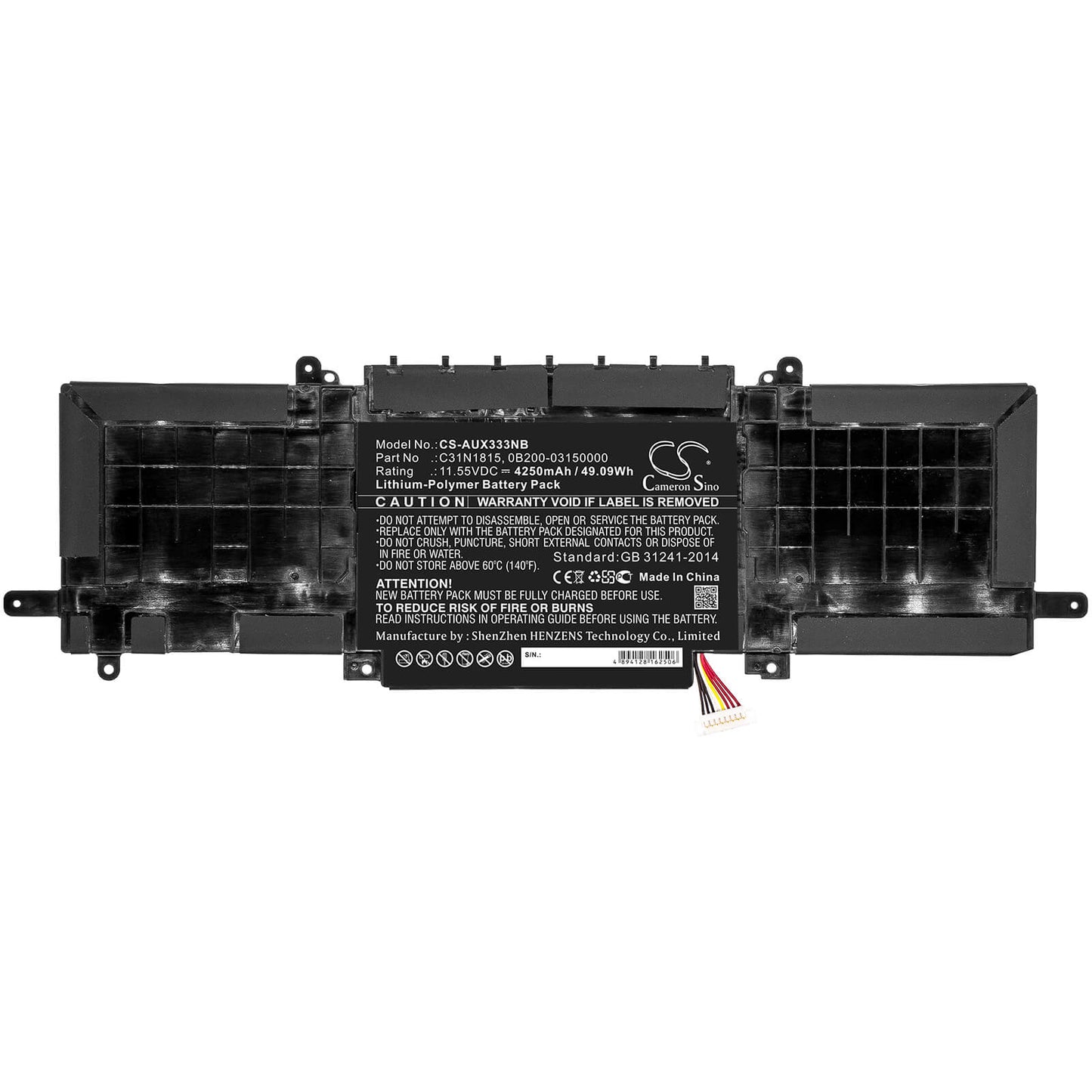 11.55V, 4250mAh, Li-Polymer Battery fits Asus, Bx333fn, Rx333fa, 49.0875Wh
