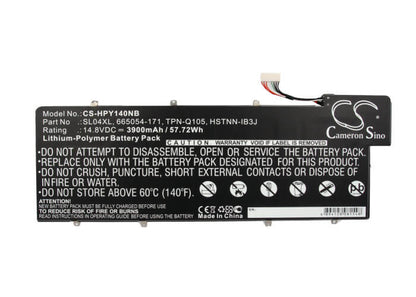 14.8V, 3900mAh, Li-Polymer Battery fits Hp, Envy 14-3001tu, Envy 14-3002tu, 57.72Wh