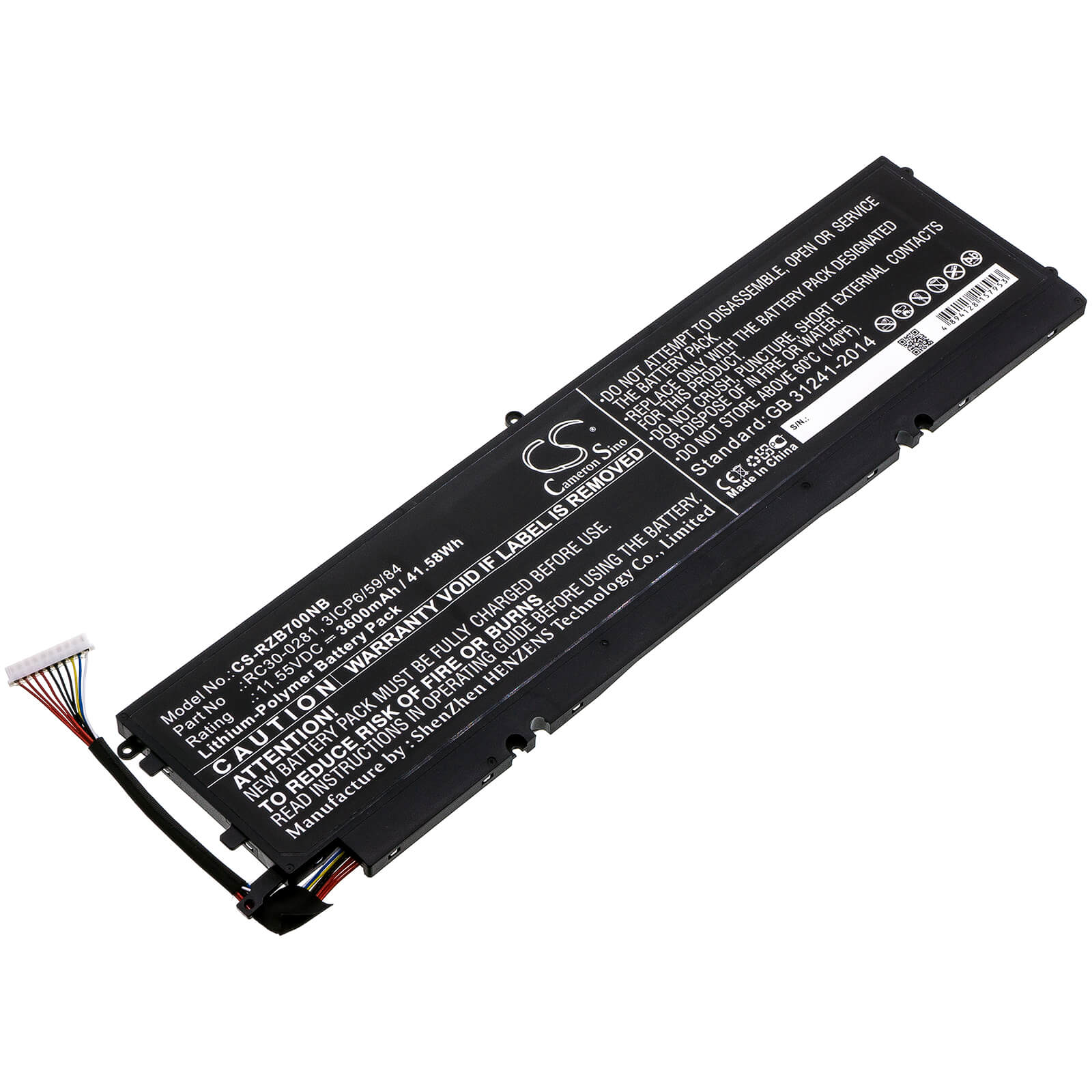 11.55V, 3600mAh, Li-Polymer Battery fits Razer, 2018 Blade Stealth, Blade Stealth 13, 41.58Wh