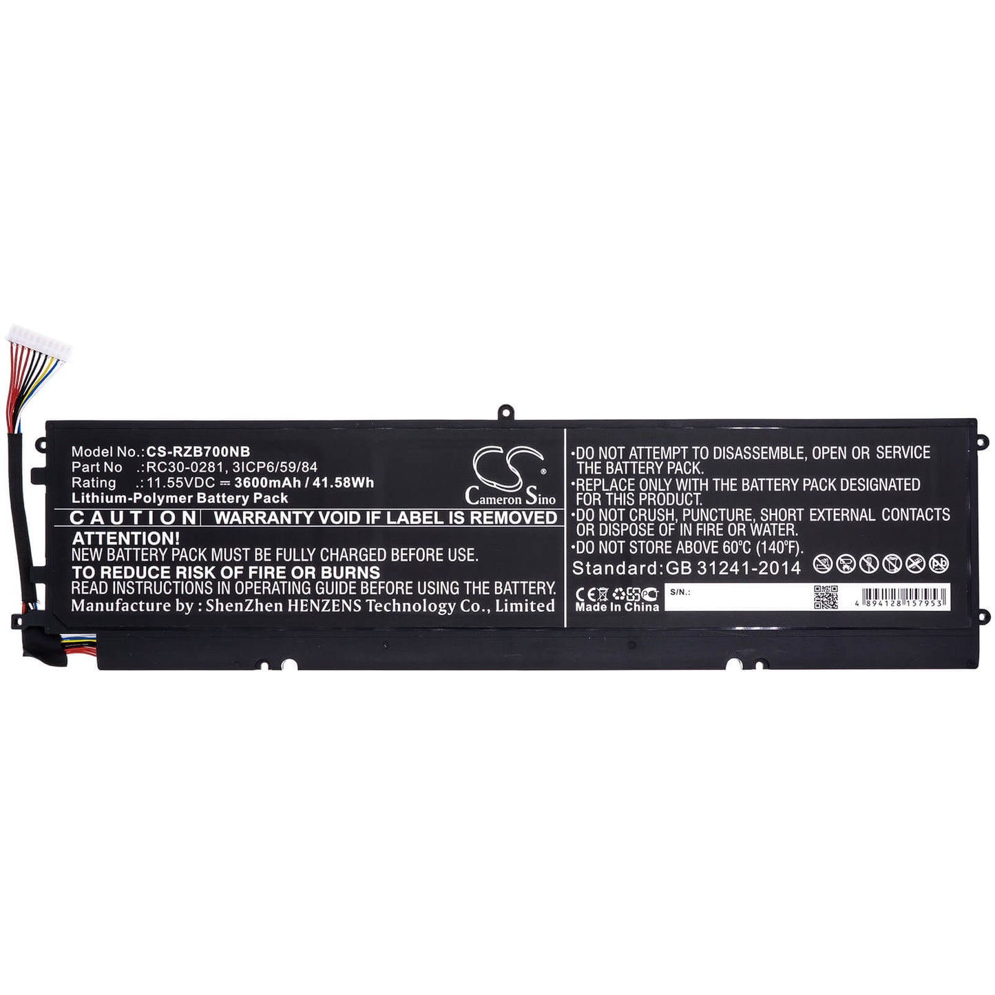 11.55V, 3600mAh, Li-Polymer Battery fits Razer, 2018 Blade Stealth, Blade Stealth 13, 41.58Wh