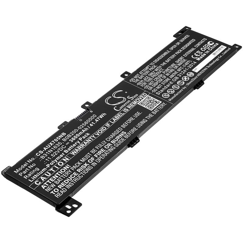 11.52V, 3600mAh, Li-Polymer Battery fits Asus, A705qa, F705ma-bx030t, 41.472Wh