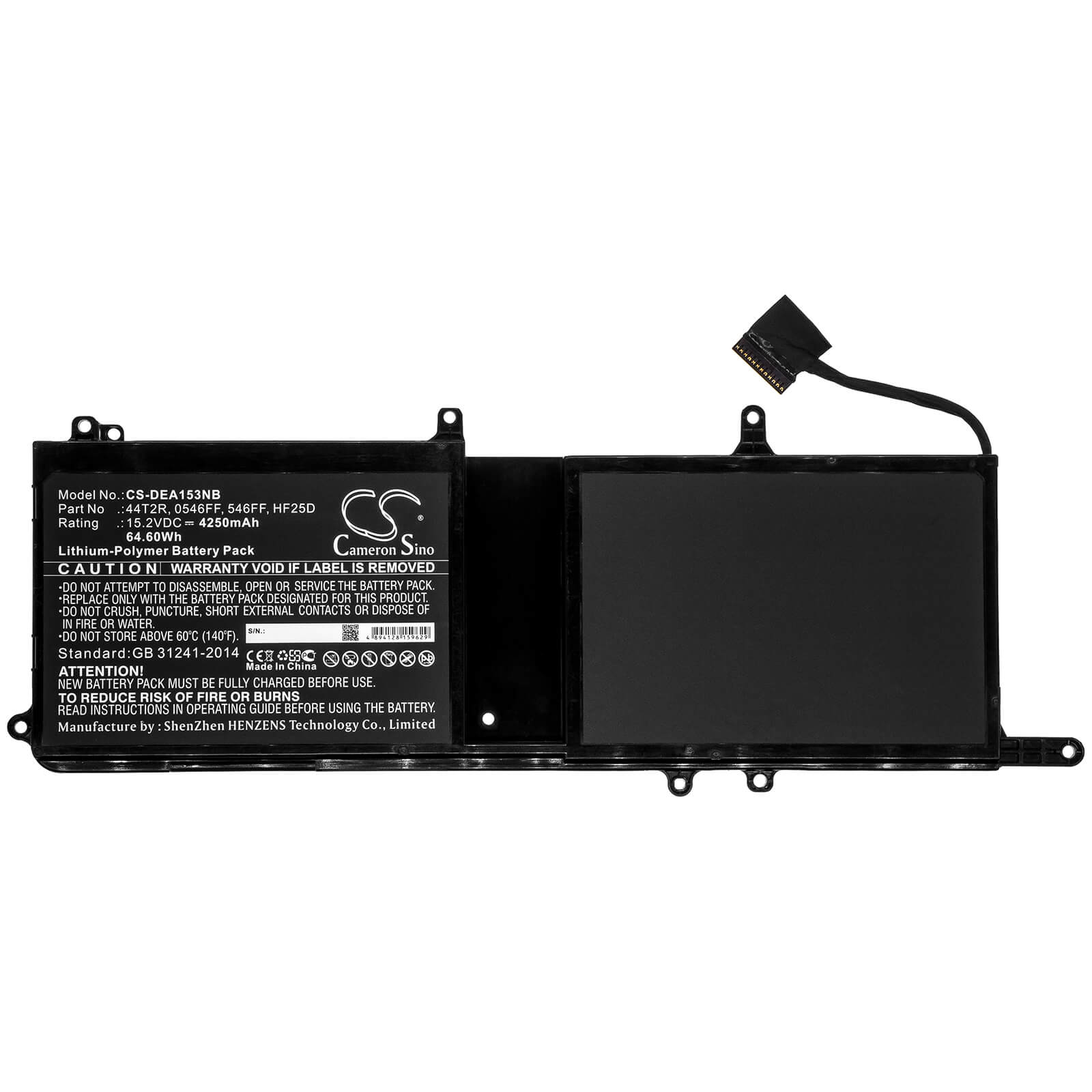 15.2V, 4250mAh, Li-Polymer Battery fits Dell, Alienware 15 R3 Max-q, Alw15c-d2508s, 64.6Wh