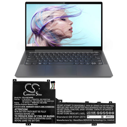 15.36V, 3950mAh, Li-Polymer Battery fits Lenovo, Ideapad S740-14iil, Ideapad S740-14iil-81rt, 60.672Wh