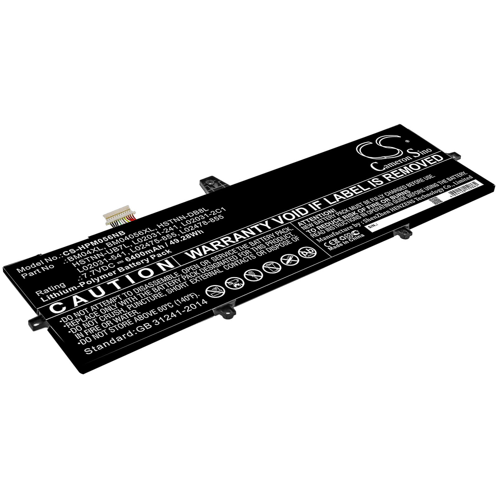 7.7V, 6400mAh, Li-Polymer Battery fits Hp, Elitebook 1030 X360 G3, Elitebook X360 1030 G3, 49.28Wh