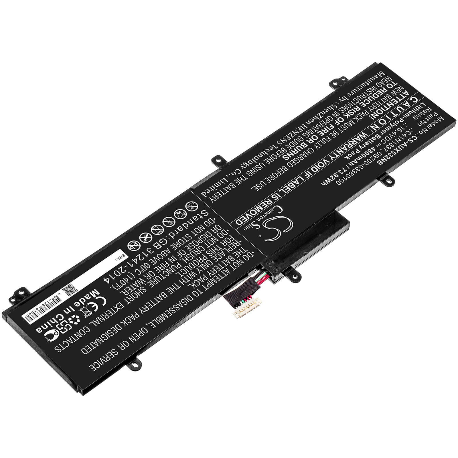 15.4V, 4800mAh, Li-Polymer Battery fits Asus, Gu502du, Gu502gu, 73.92Wh