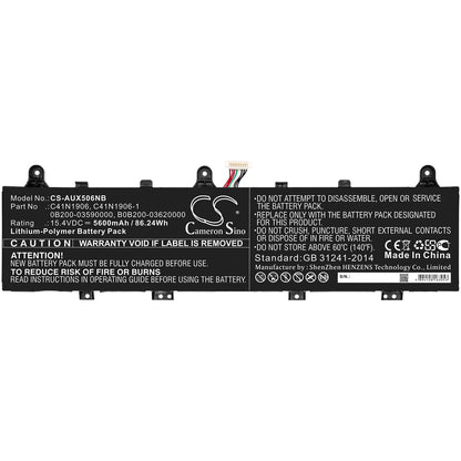 15.4V, 5600mAh, Li-Polymer Battery fits Asus, Fa506iv, Fa566iv, 86.24Wh