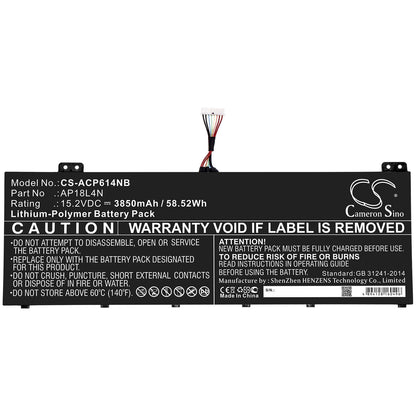 15.20V, 3850mAh, Li-Polymer Battery fits Acer, Nx.vl2cn.001, Nx.vl2cn.002, 58.52Wh