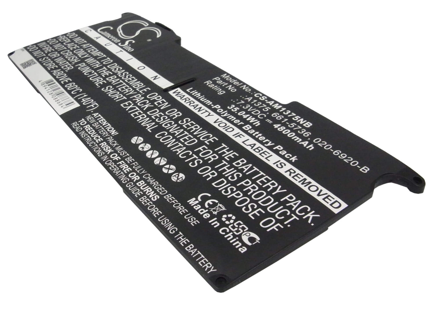 7.3V, 4800mAh, Li-Polymer Battery fits Apple, Macbook Air 11" A1370 2010, Macbook Air 3.1 Late 2010, 35.04Wh