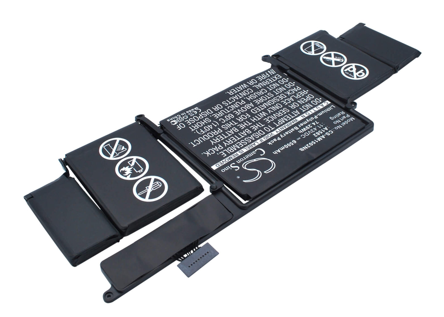 11.43V, 6500mAh, Li-Polymer Battery fits Apple, A1502, Macbook A1502 Battery(2015), 74.295Wh