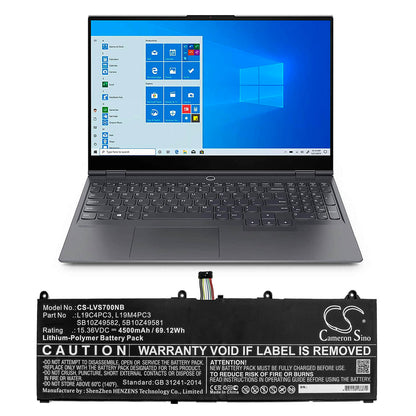 15.36V, 4500mAh, Li-Polymer Battery fits Lenovo, Legion R9000x, Legion S7, 69.12Wh