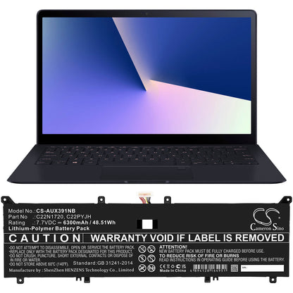 7.7V, 6300mAh, Li-Polymer Battery fits Asus, Ling Yao X, Ux391, 48.51Wh