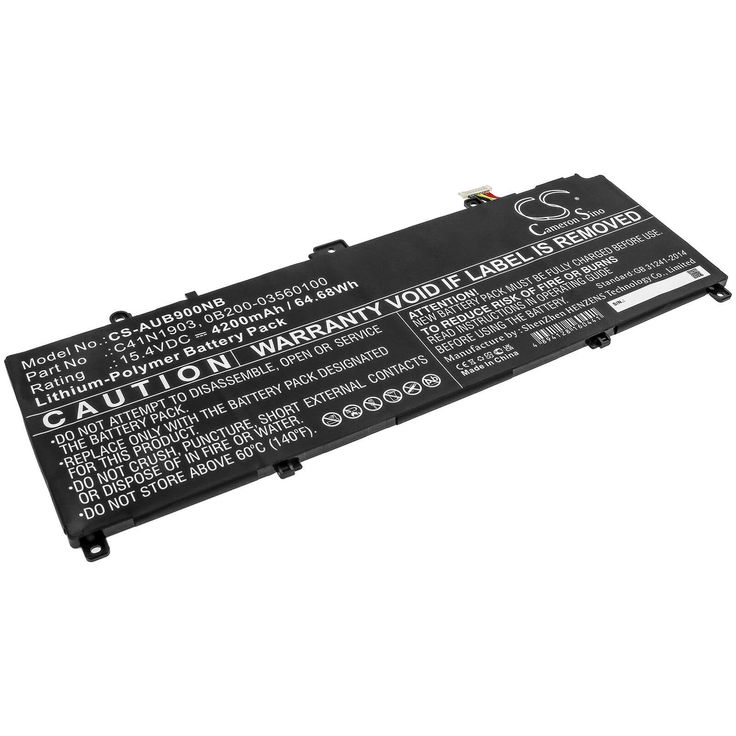 15.4V, 4200mAh, Li-Polymer Battery fits Asus, B9450fa-bm0160r, B9450fa-bm0161r, 64.68Wh