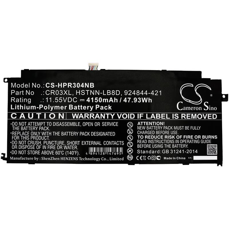 11.55V, 4150mAh, Li-Polymer Battery fits Hp, Envy 12-e000 X2 Detachable Pc, Envy 12-g000 X2 Detachable Pc, 47.9325Wh