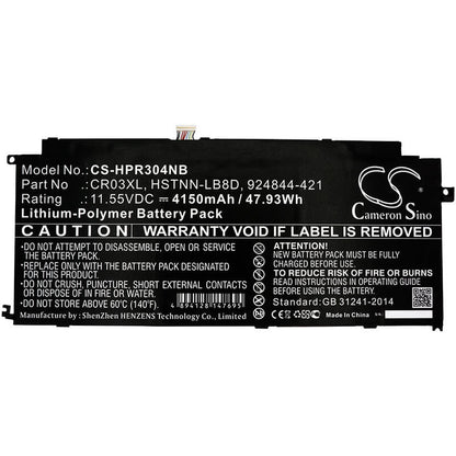 11.55V, 4150mAh, Li-Polymer Battery fits Hp, Envy 12-e000 X2 Detachable Pc, Envy 12-g000 X2 Detachable Pc, 47.9325Wh