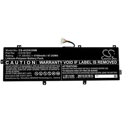 11.55V, 4150mAh, Li-Polymer Battery fits Asus, P3540fa, P3540fa-0091a8265u, 47.9325Wh