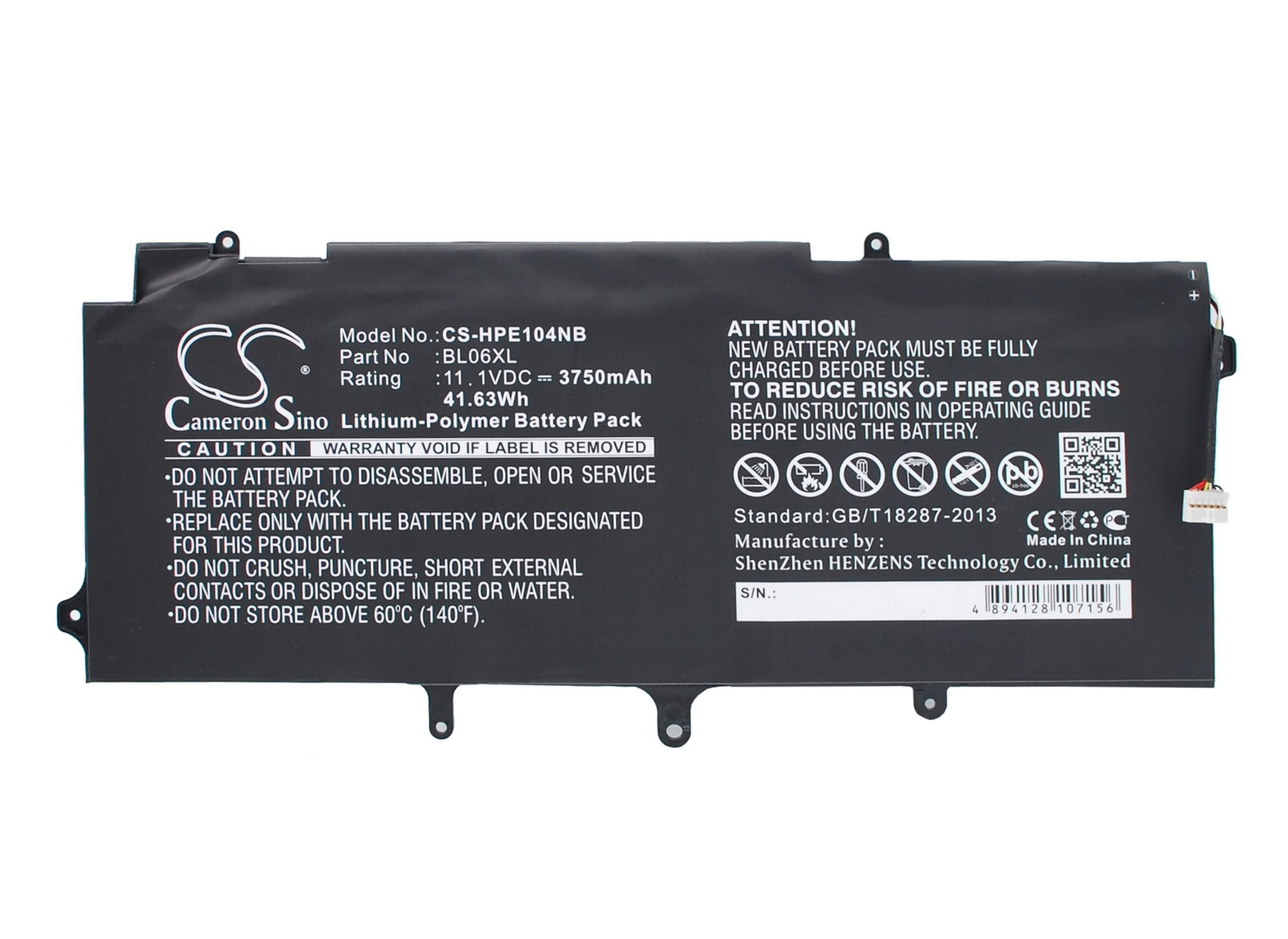 11.1V, 3750mAh, Li-Polymer Battery fits Hp, Elitebook 1040, Elitebook Folio 1040 G1, 41.625Wh