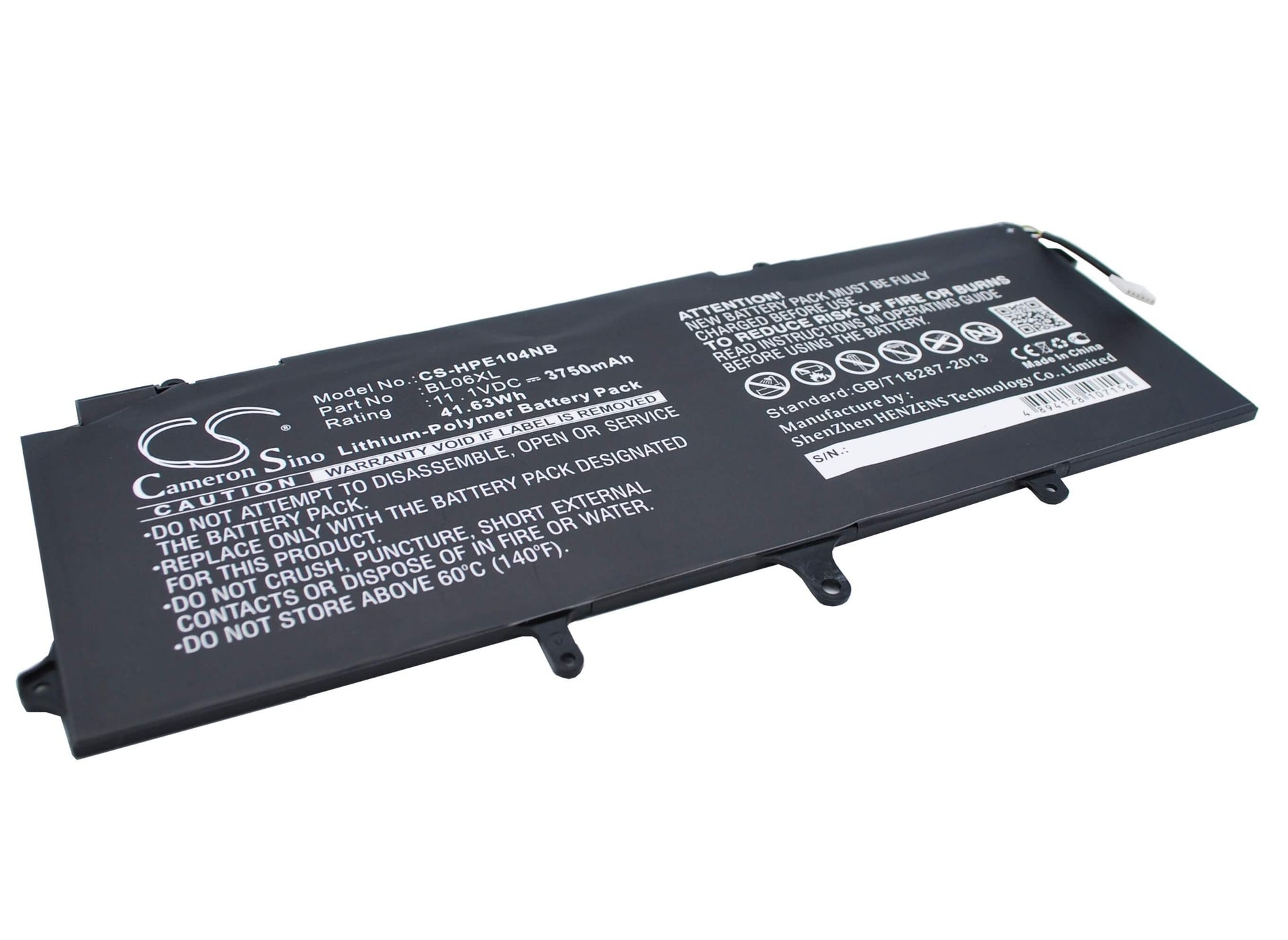 11.1V, 3750mAh, Li-Polymer Battery fits Hp, Elitebook 1040, Elitebook Folio 1040 G1, 41.625Wh