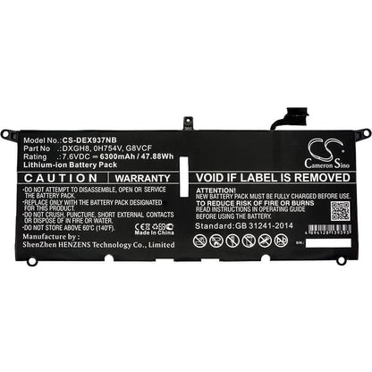 7.6V, 6300mAh, Li-ion Battery fits Dell, Xps 13 2018, Xps 13 9370, 47.88Wh