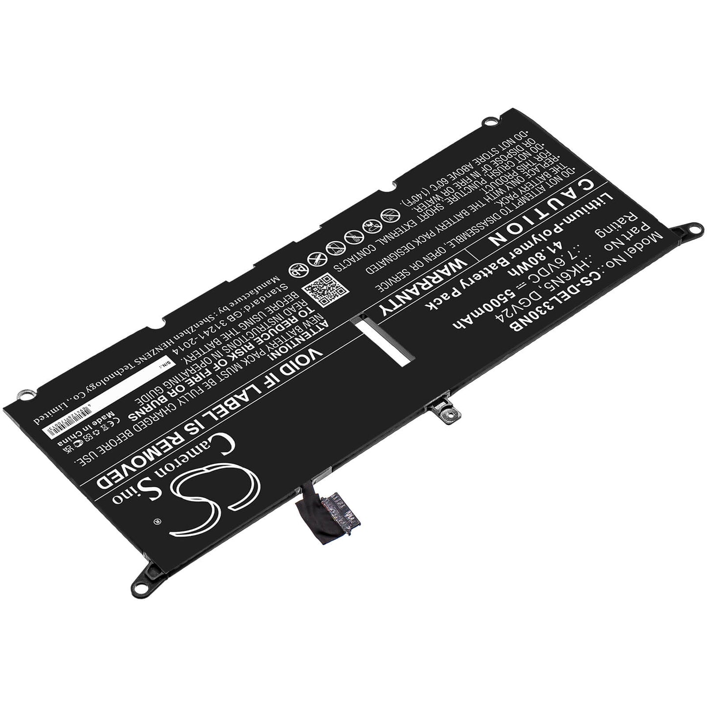 7.6V, 5500mAh, Li-Polymer Battery fits Dell, Inspiron 13 5000 5390, Inspiron 13 5390, 41.8Wh