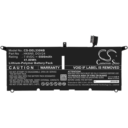 7.6V, 5500mAh, Li-Polymer Battery fits Dell, Inspiron 13 5000 5390, Inspiron 13 5390, 41.8Wh