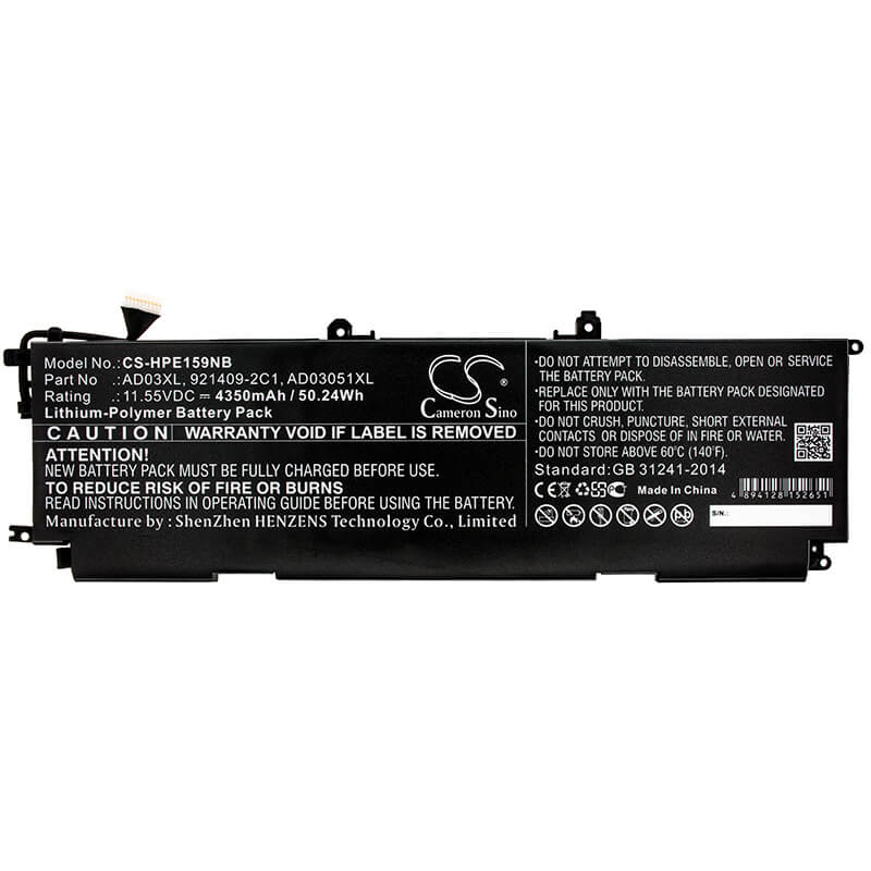 11.55V, 4350mAh, Li-Polymer Battery fits Hp, Envy 13-ad000, Envy 13-ad001no, 50.2425Wh