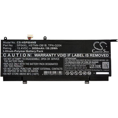 15.4V, 3850mAh, Li-Polymer Battery fits Hp, Pectre X360 13-ap0044tu, Spectre X360 13-ap0000na, 59.29Wh