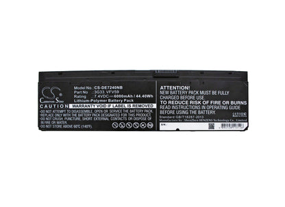 7.4V, 6000mAh, Li-Polymer Battery fits Dell, Latitude 12 7000, Latitude E7240, 44.4Wh