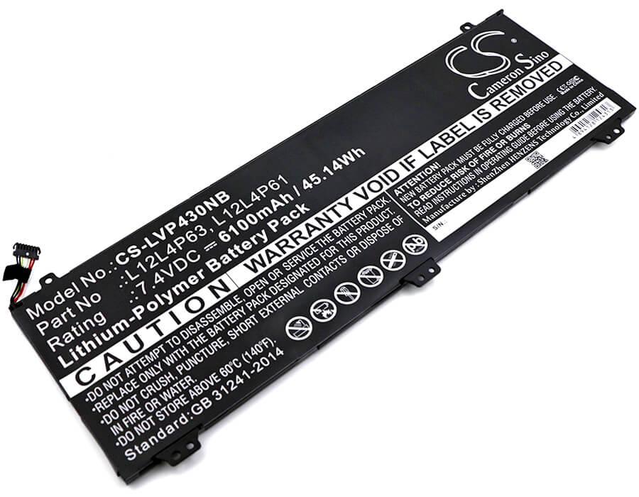 7.4V, 6100mAh, Li-Polymer Battery fits Lenovo, Ideapad U330, Ideapad U330 Touch, 45.14Wh