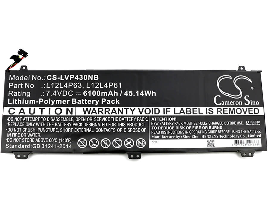 7.4V, 6100mAh, Li-Polymer Battery fits Lenovo, Ideapad U330, Ideapad U330 Touch, 45.14Wh