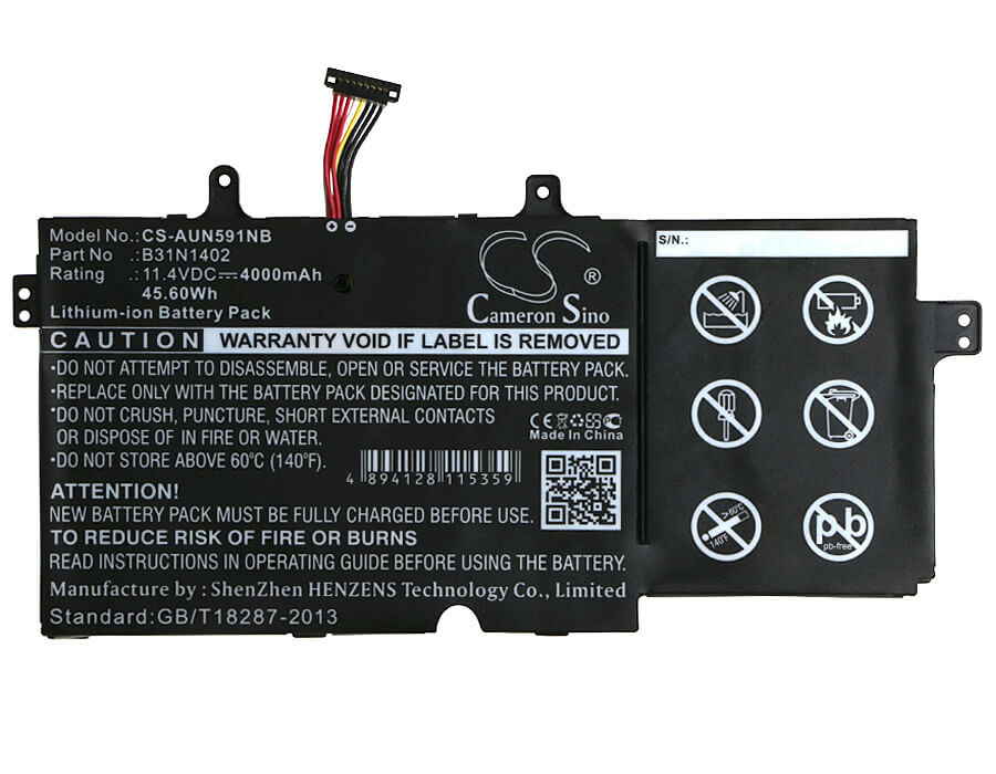 11.4V, 4000mAh, Li-ion Battery fits Asus, 51ln-bbi706, N591lb, 45.6Wh