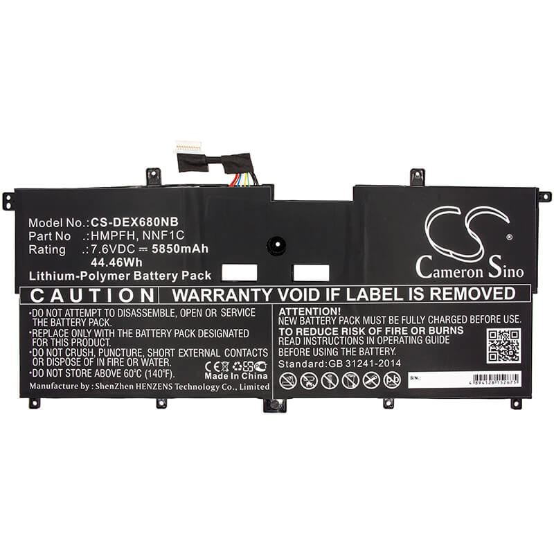 7.6V, 5850mAh, Li-Polymer Battery fits Dell, N003x9365-d1516fcn, N006x9365-d1726qcn, 44.46Wh