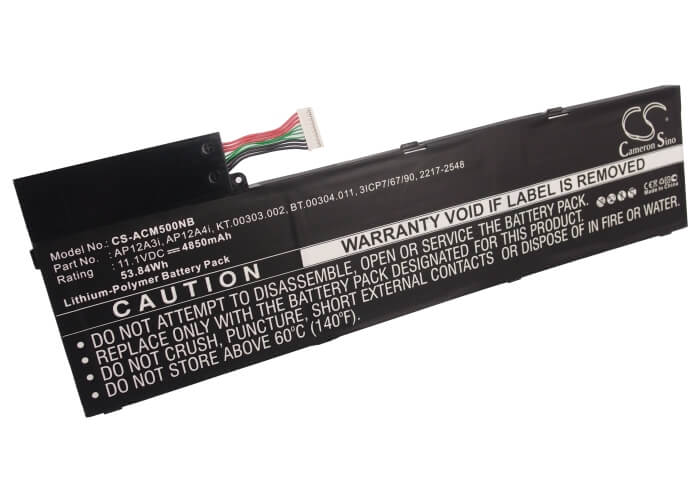 11.1V, 4850mAh, Li-Polymer Battery fits Acer, Aspire M3, Aspire M5, 53.835Wh