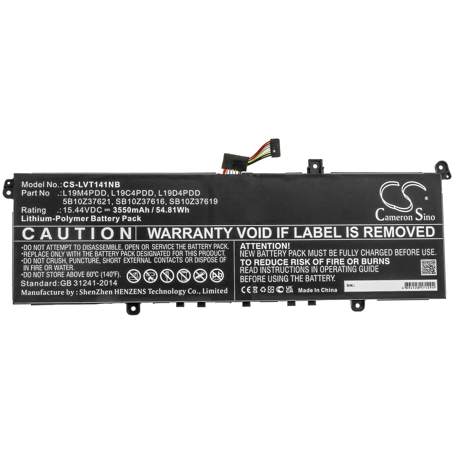 15.44V, 3550mAh, Li-Polymer Battery fits Lenovo, Thinkbook 13s G2 Are(20wc), Thinkbook 13s G2 Itl-20v9000ja, 54.812Wh