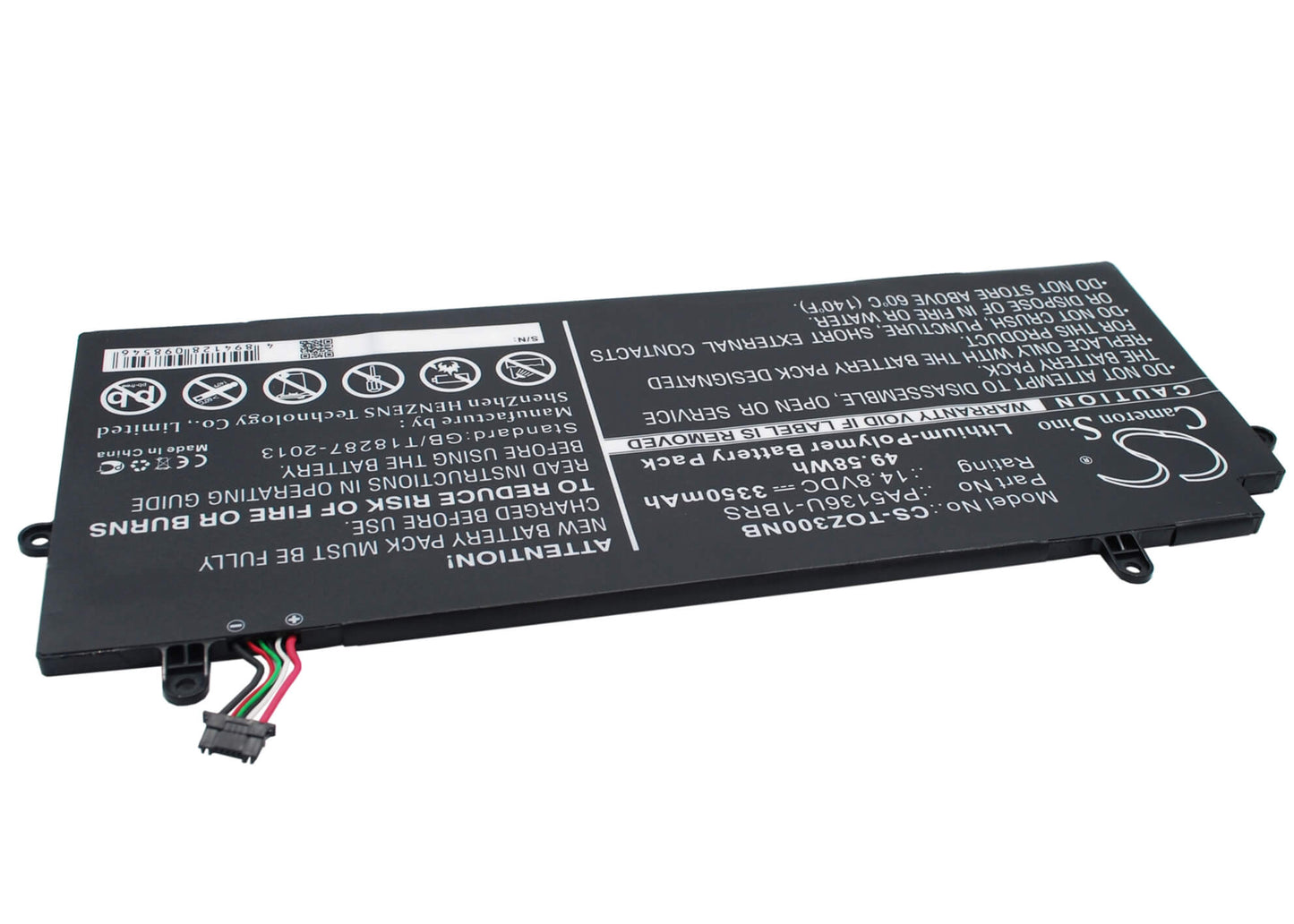 14.8V, 3350mAh, Li-Polymer Battery fits Toshiba, Portage Z30-a-1ei, Portege Z30, 49.58Wh