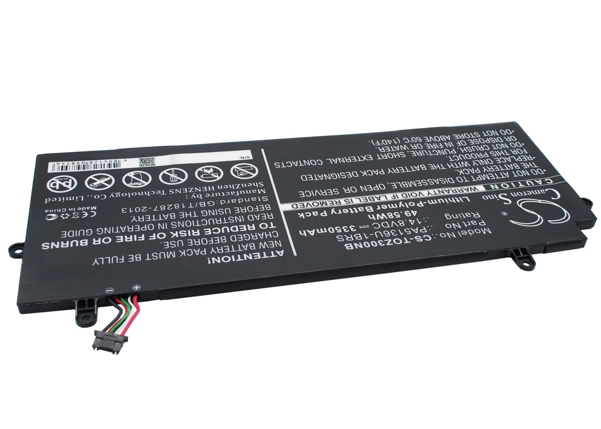 14.8V, 3350mAh, Li-Polymer Battery fits Toshiba, Portage Z30-a-1ei, Portege Z30, 49.58Wh