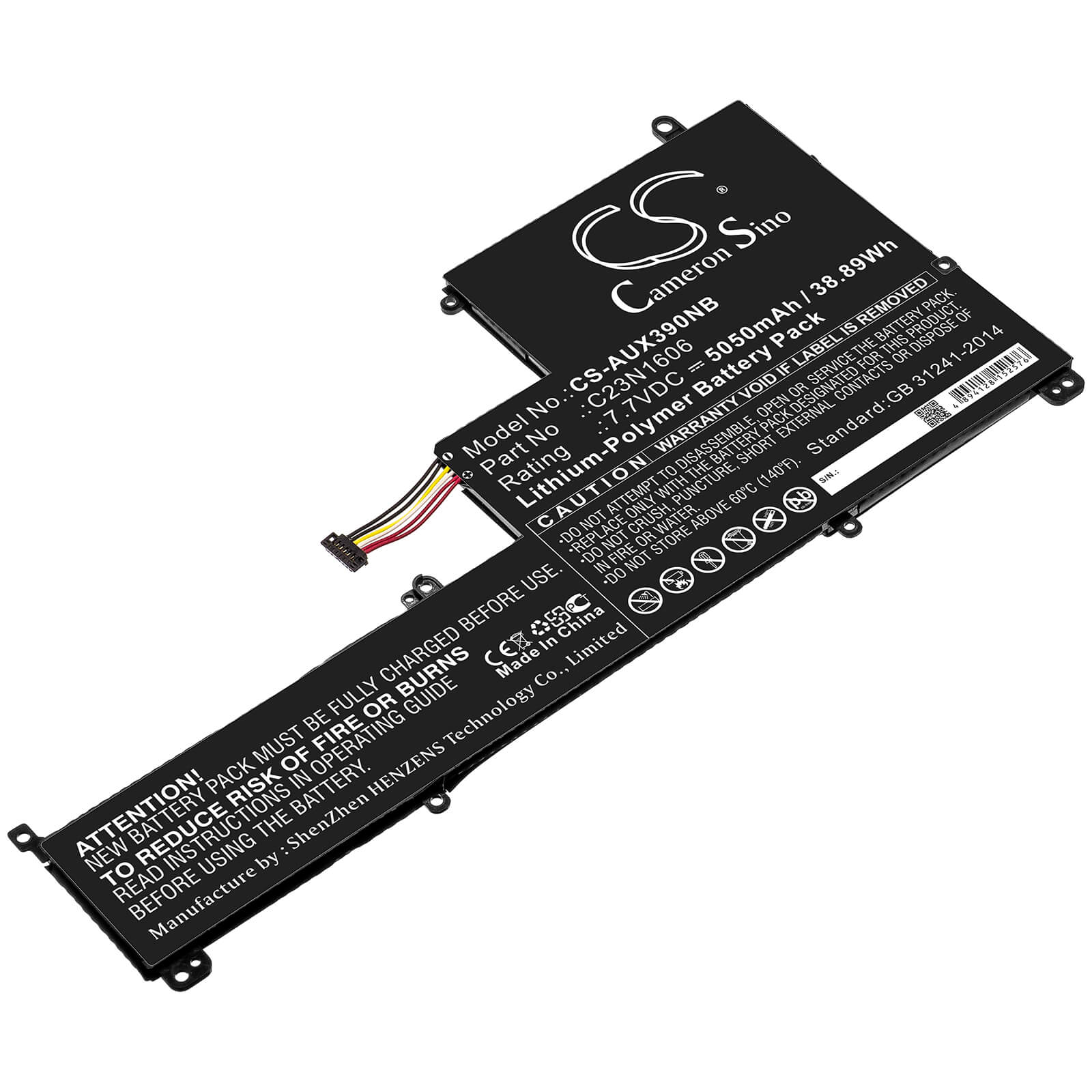 7.7V, 5050mAh, Li-Polymer Battery fits Asus, Ux390, Ux390u, 38.885Wh
