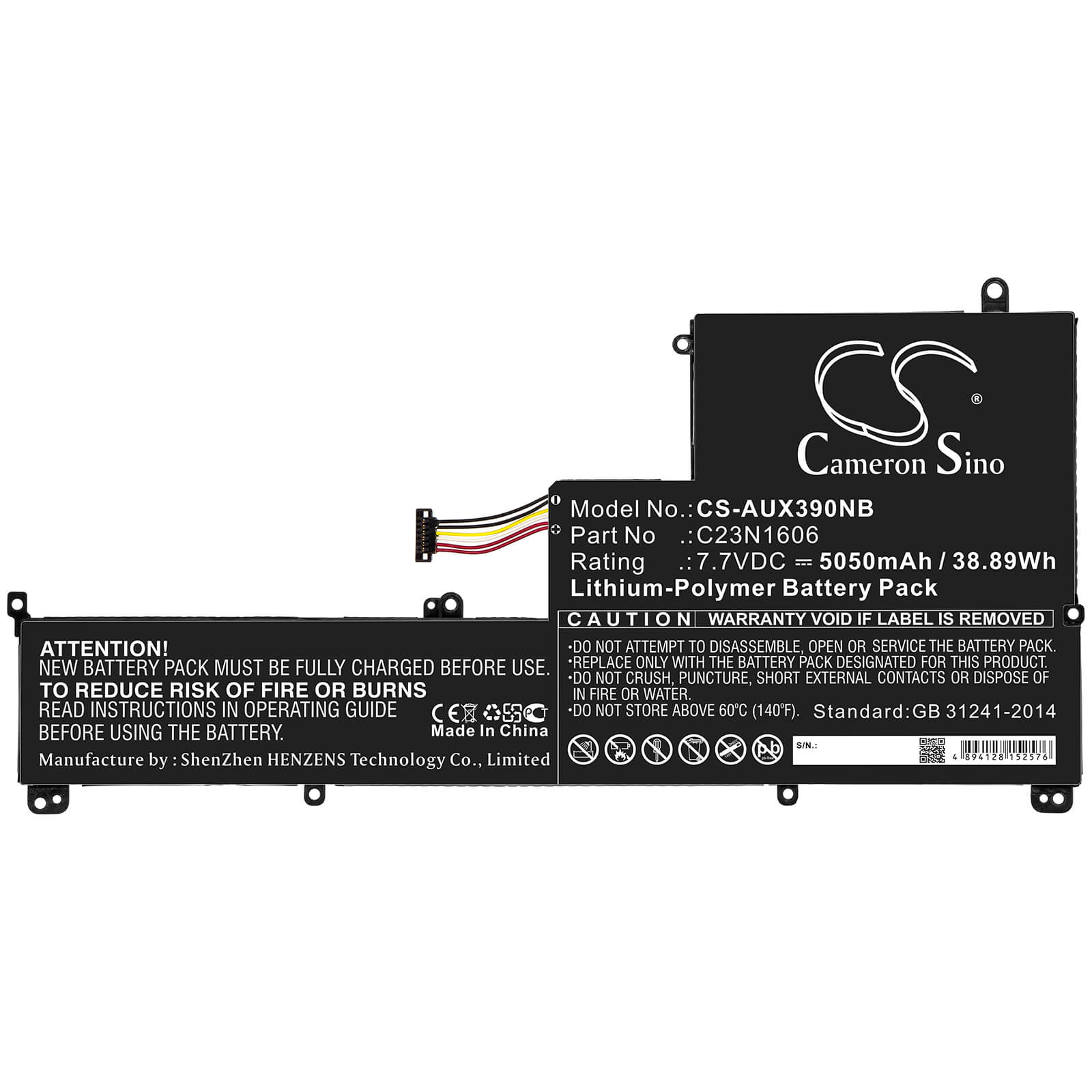 7.7V, 5050mAh, Li-Polymer Battery fits Asus, Ux390, Ux390u, 38.885Wh