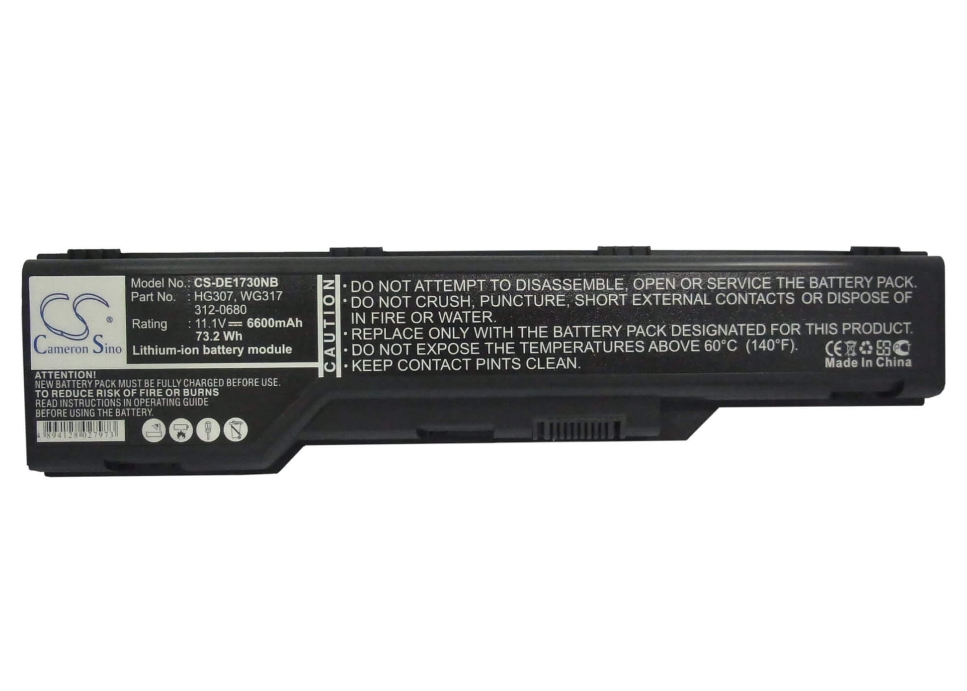 11.1V, 6600mAh, Li-ion Battery fits Dell, Xps M1730, 73.26Wh