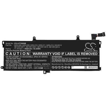 11.25V, 4800mAh, Li-Polymer Battery fits Lenovo, Thinkpad T15, Thinkpad T15 Gen 1, 54Wh